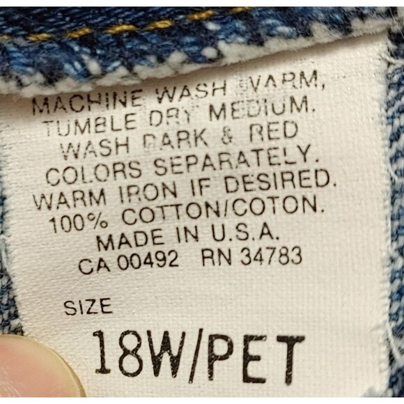 Lee Mom Jeans Vintage High Waist Cotton Blue Jeans Size 18W/ Petite USA Denim - Picture 2 of 3